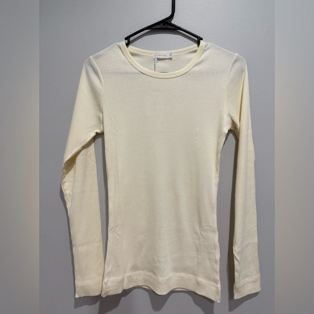 Jamie Kay Organic Cotton Modal Womens Grace Rib Long Sleeve Top - Parchment